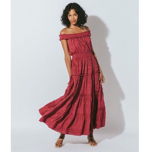 NWT Cleobella Alivia Ankle Dress in Berry maxi organic cotton sz M - Picture 4 of 11